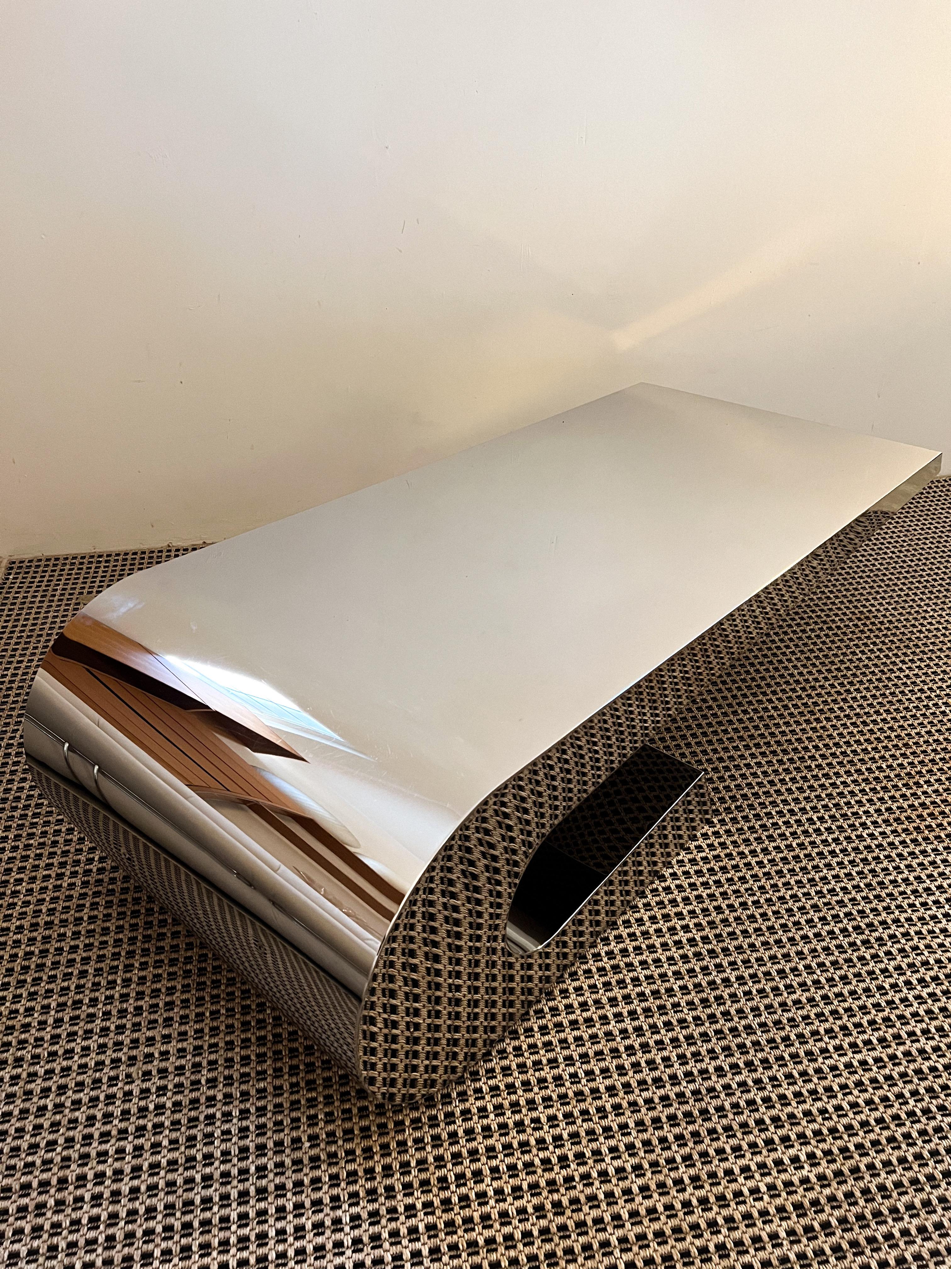 Cantilevered Chrome Coffee Table in the Style of Pierre Cardin 6