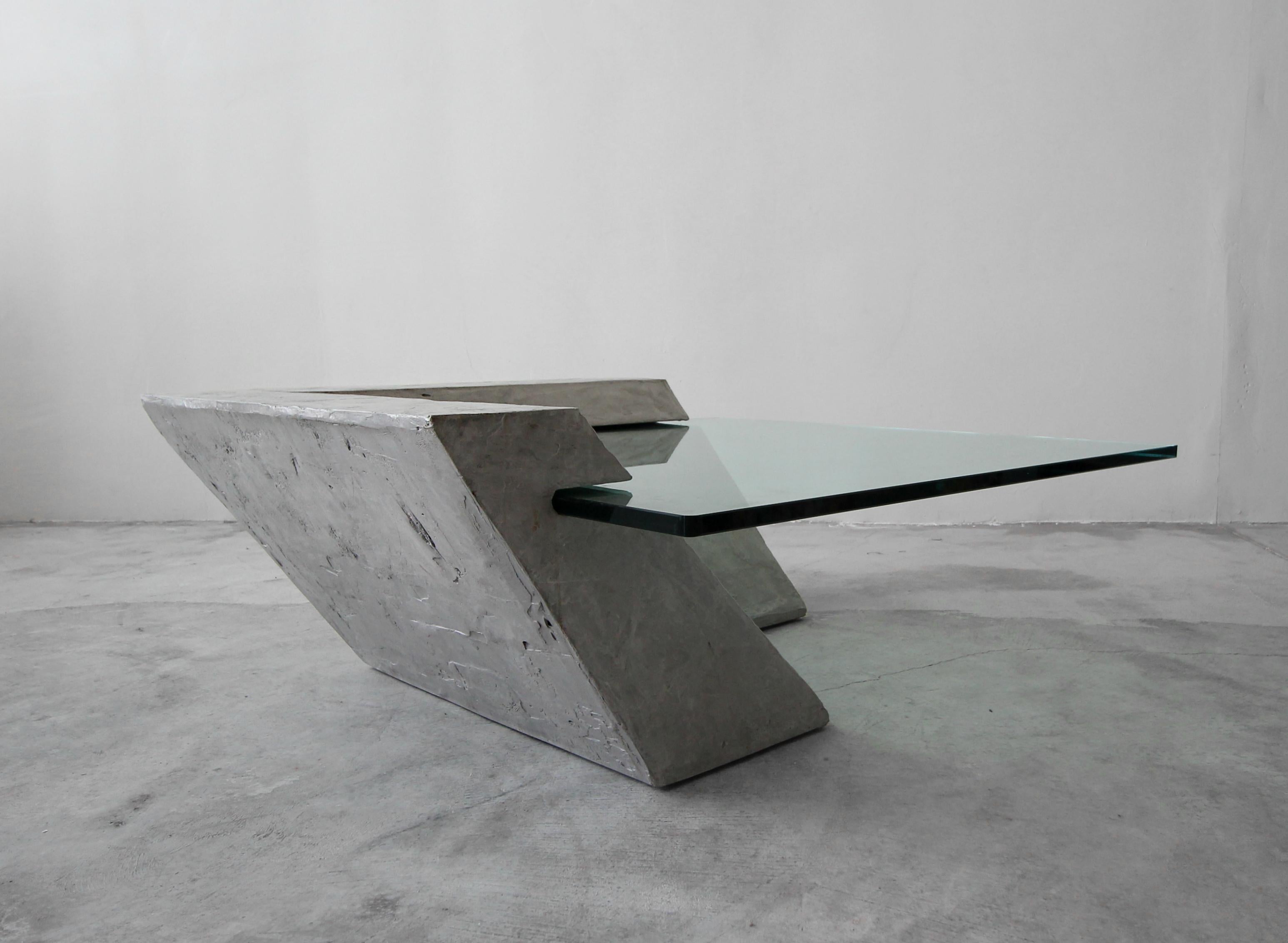 concrete and glass coffee table