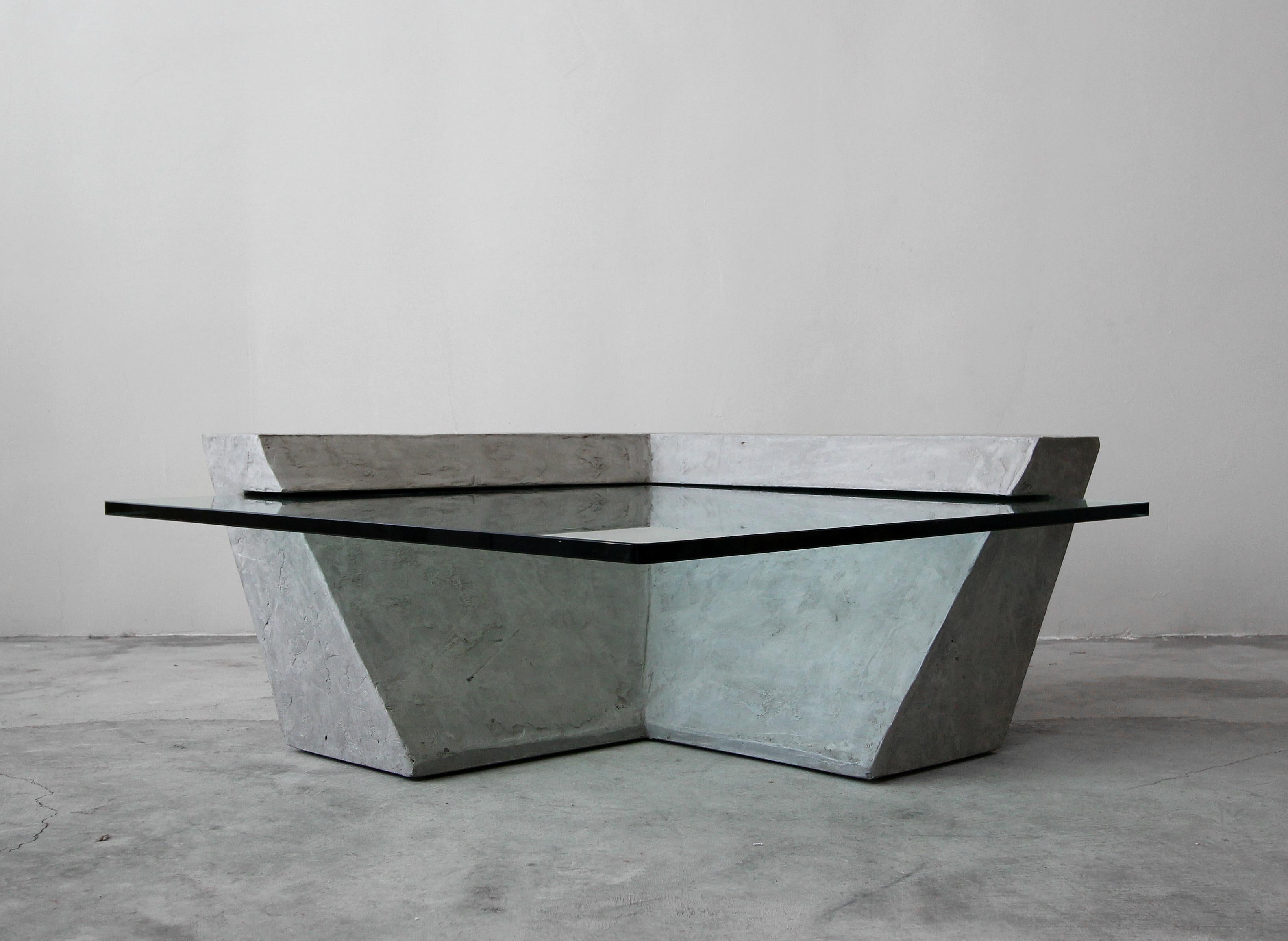 concrete glass coffee table