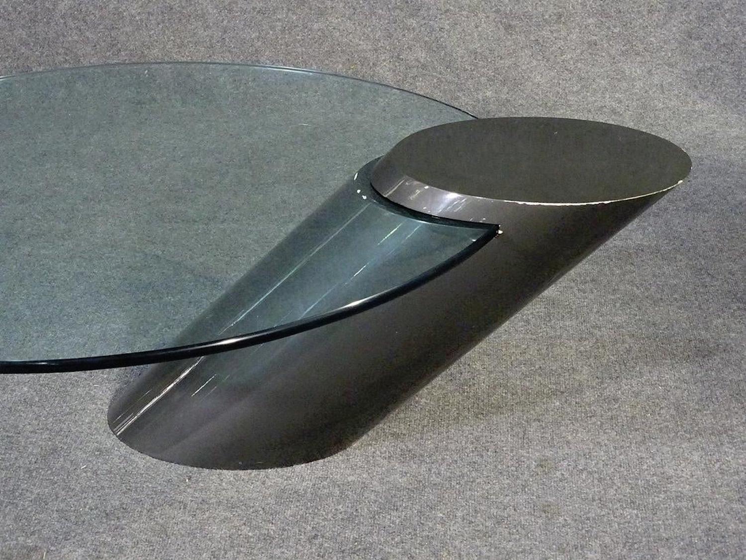 Mid-Century Modern Cantilevered Glass Cocktail Table by Brueton For Sale