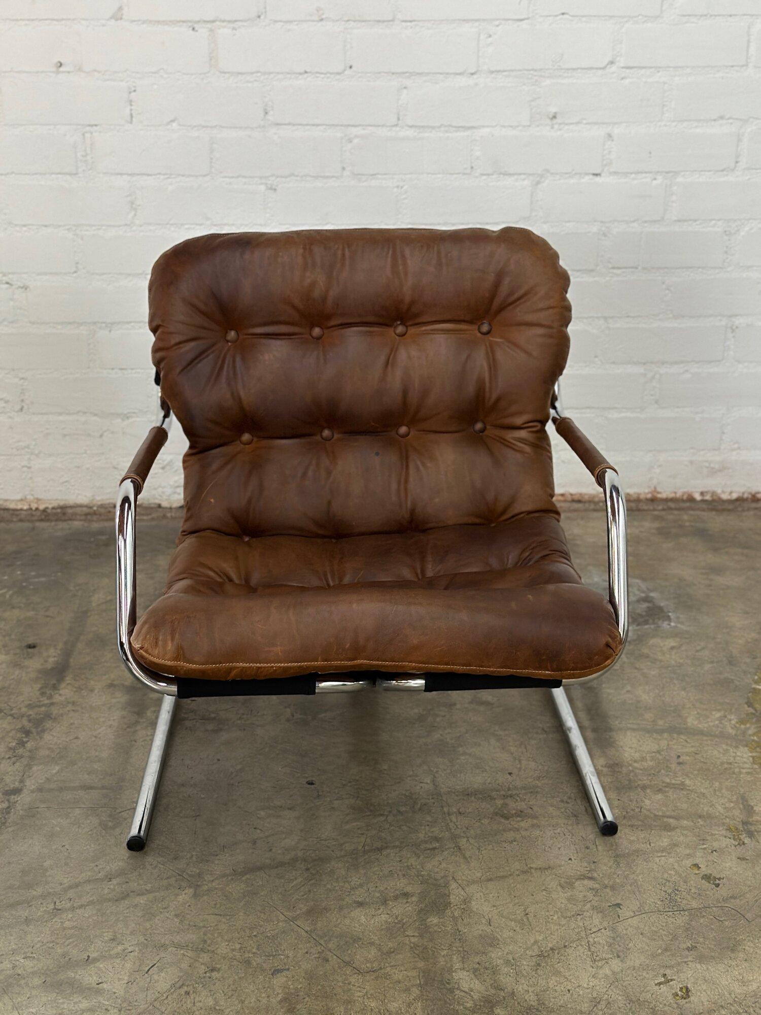 Leather Cantilevered Italian Lounge chairs - sold separately