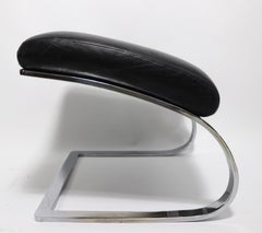 Cantilevered Leather and Chrome Lounge Chair and Ottoman by Paul Tuttle