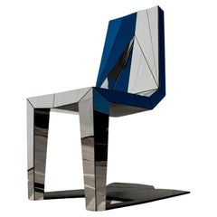 Cantilevered 'Shadow Chair' in Mirror-Polished Stainless Steel