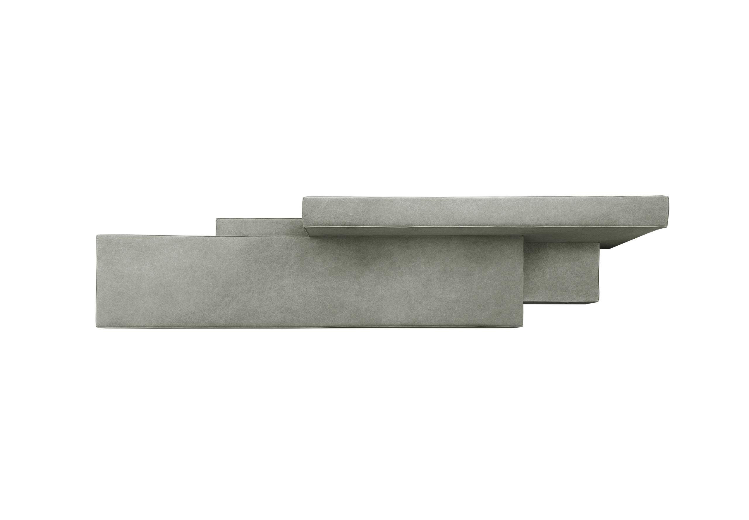Minimalist Cantilevered Sofa PK1 in Fendi Green Canvas Upholstery by Paulo Kobylka For Sale