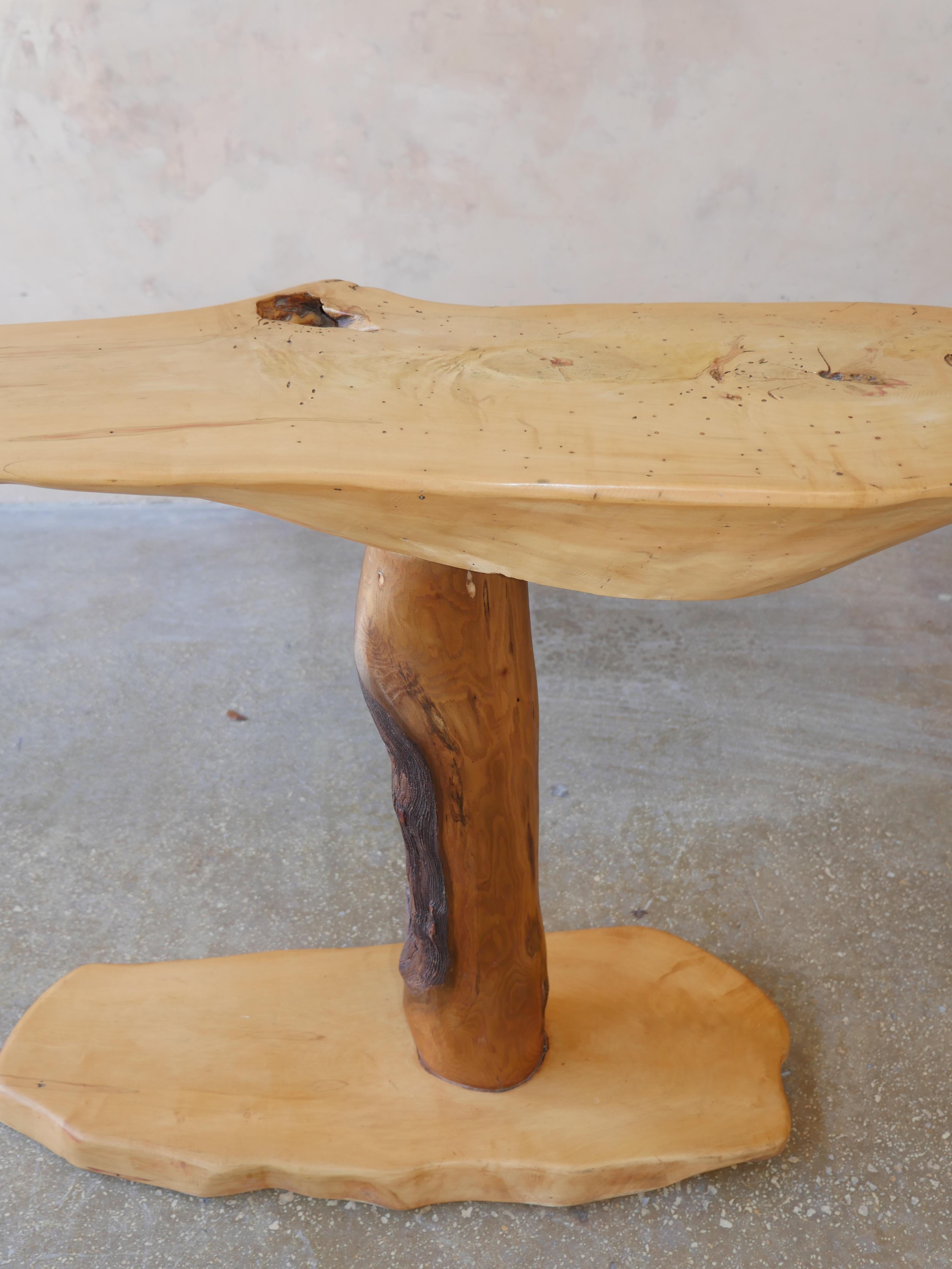 American Cantilevered Wood Console Table, Artisan Made