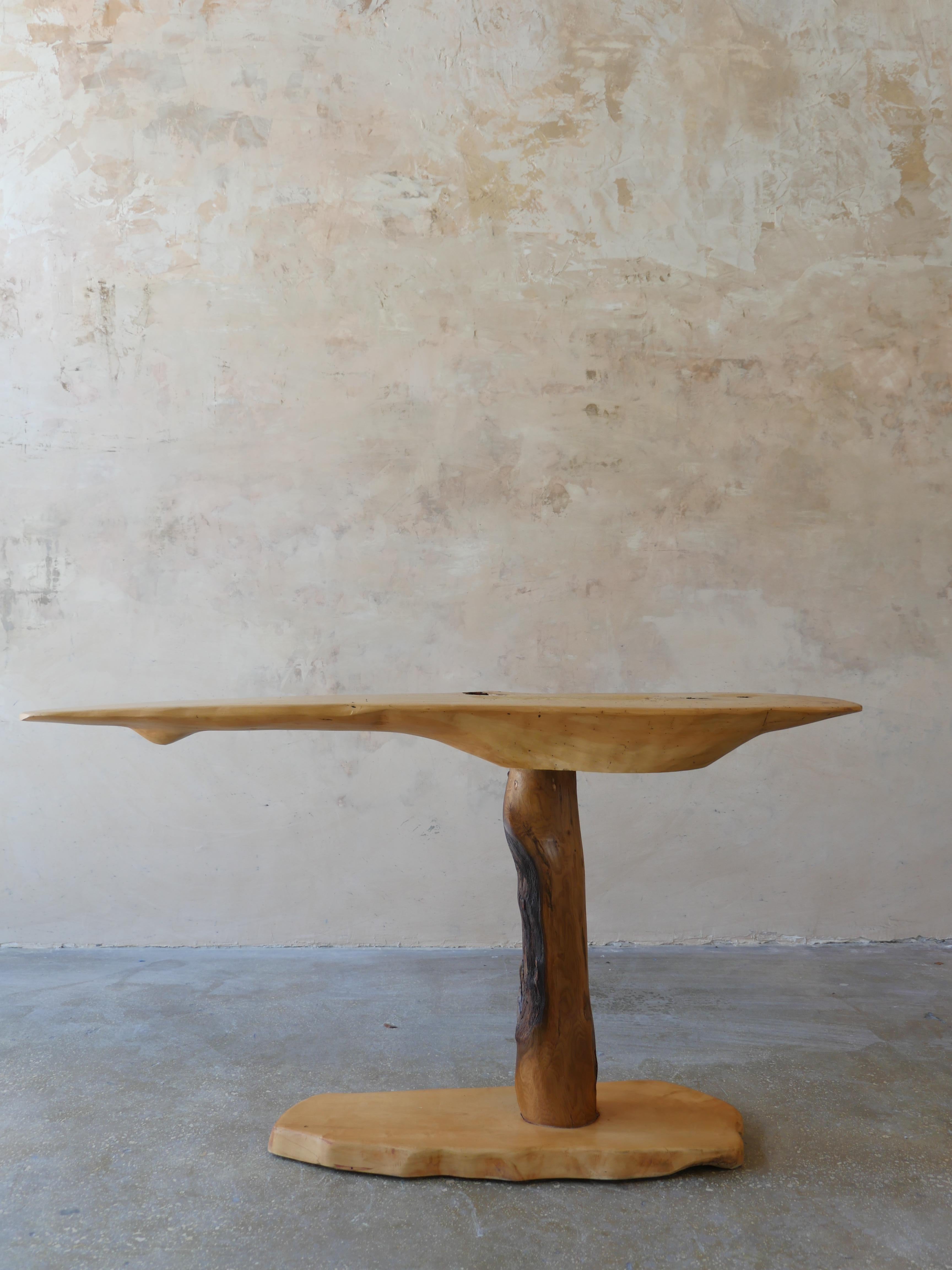 Contemporary Cantilevered Wood Console Table, Artisan Made