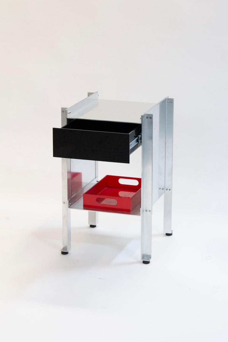 CANTO Minimal Brushed Anodized Aluminum Drawer Unit by Luiz Solano, Brazil  2023 For Sale at 1stDibs