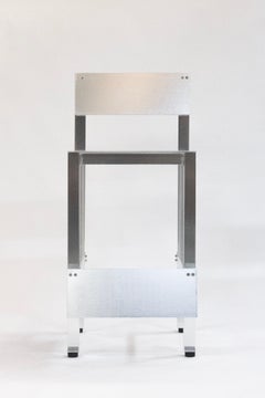 CANTO Minimaler Hocker aus gebürstetem, eloxiertem Aluminium von Luiz Solano, Brasilien 2023