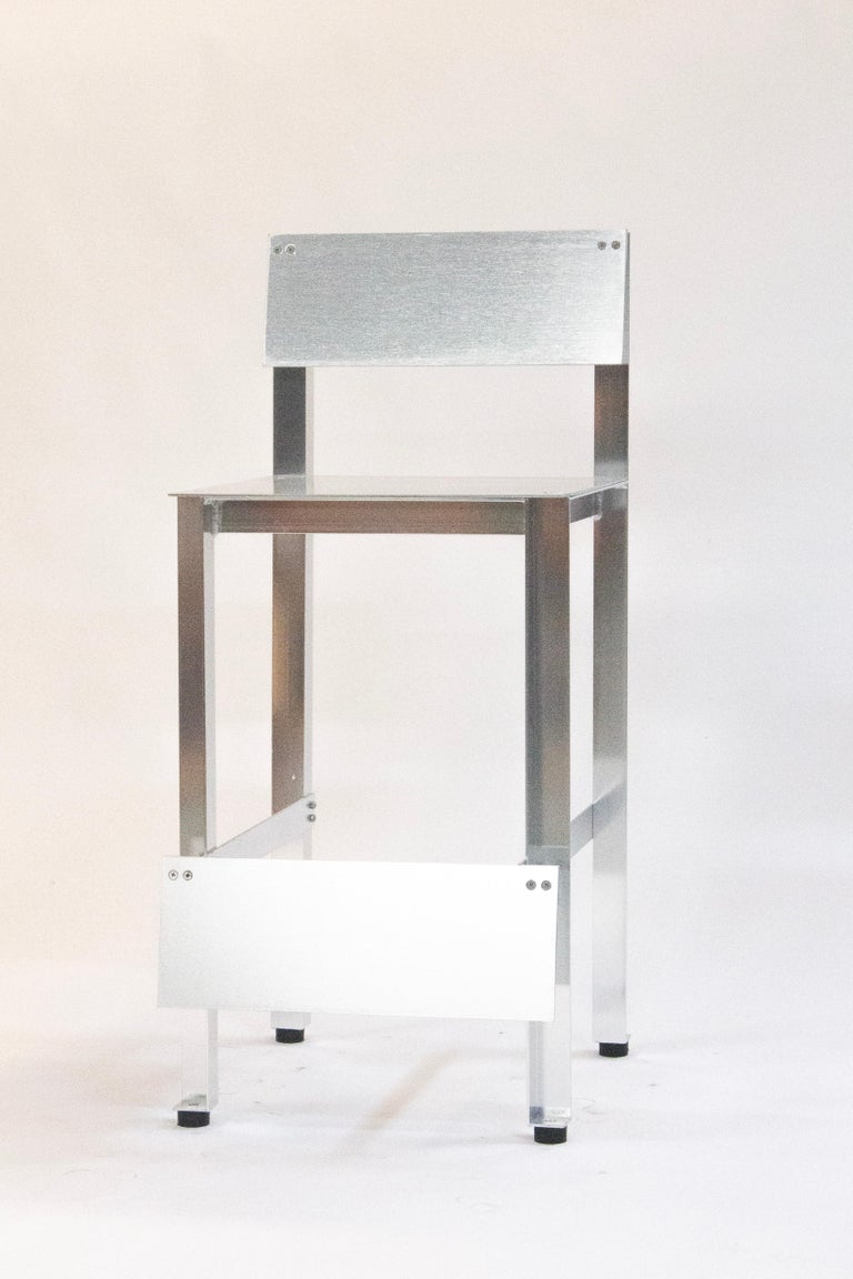 CANTO Minimal Brushed Anodized Aluminum Stool by Luiz Solano, Brazil 2023