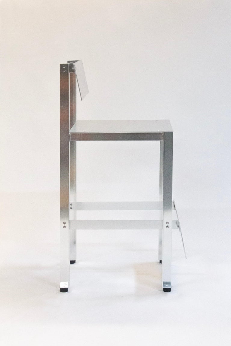 CANTO Minimal Brushed Anodized Aluminum Stool by Luiz Solano, Brazil 2023  For Sale at 1stDibs