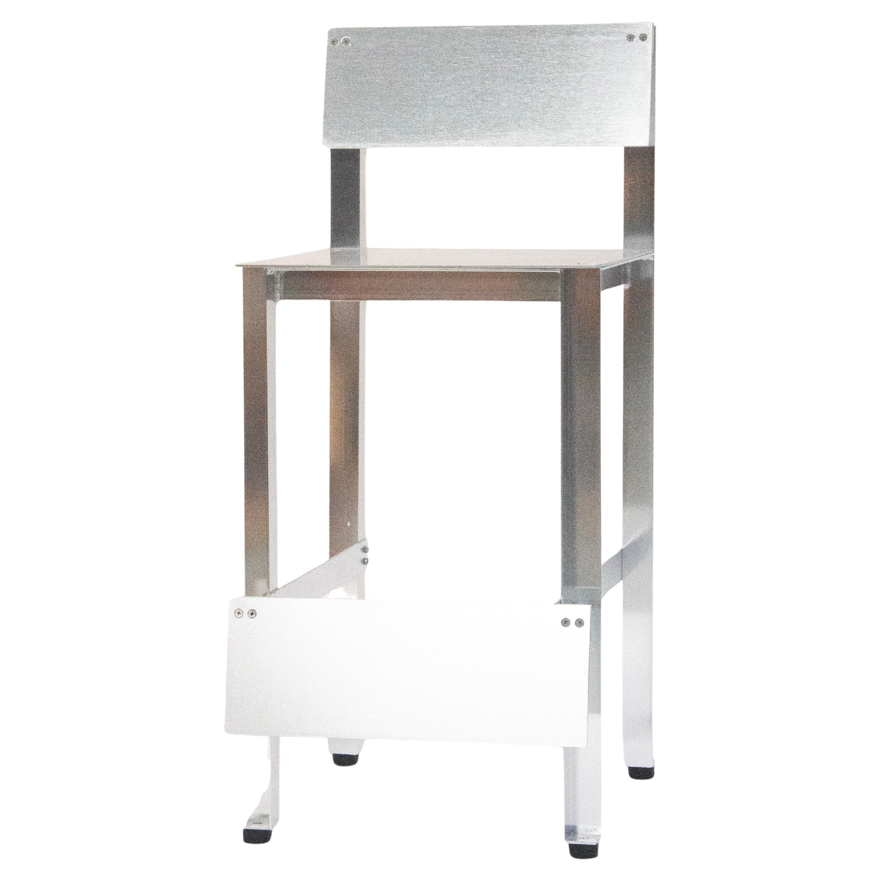 Taburete CANTO Minimal de aluminio anodizado cepillado de Luiz Solano, Brasil 2023