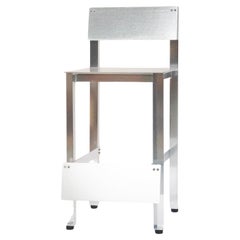 CANTO Minimal Brushed Anodized Aluminum Stool by Luiz Solano, Brazil 2023