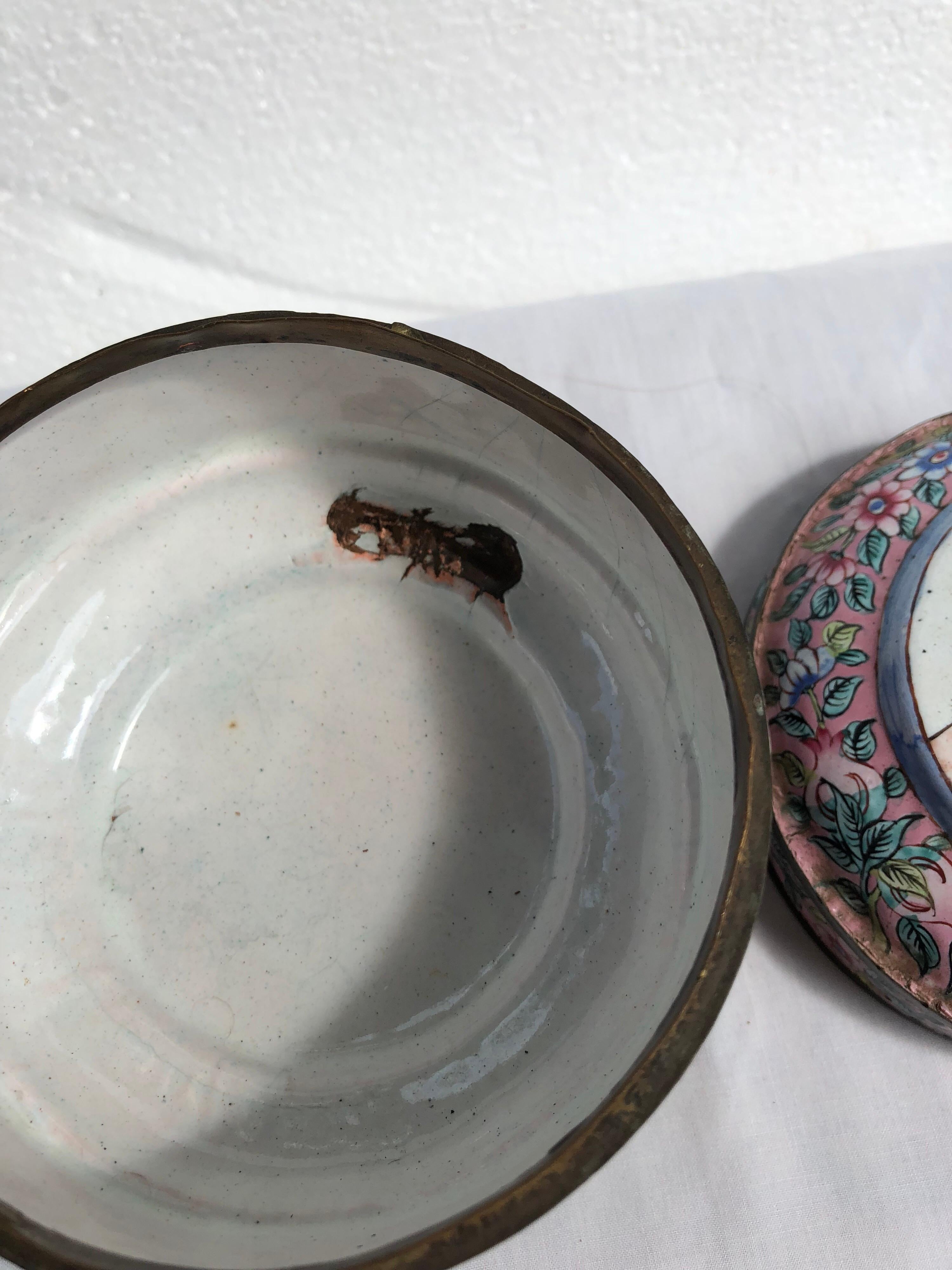 Mid-18th Century Canton Enamel Three-Part Jar on Stand For Sale