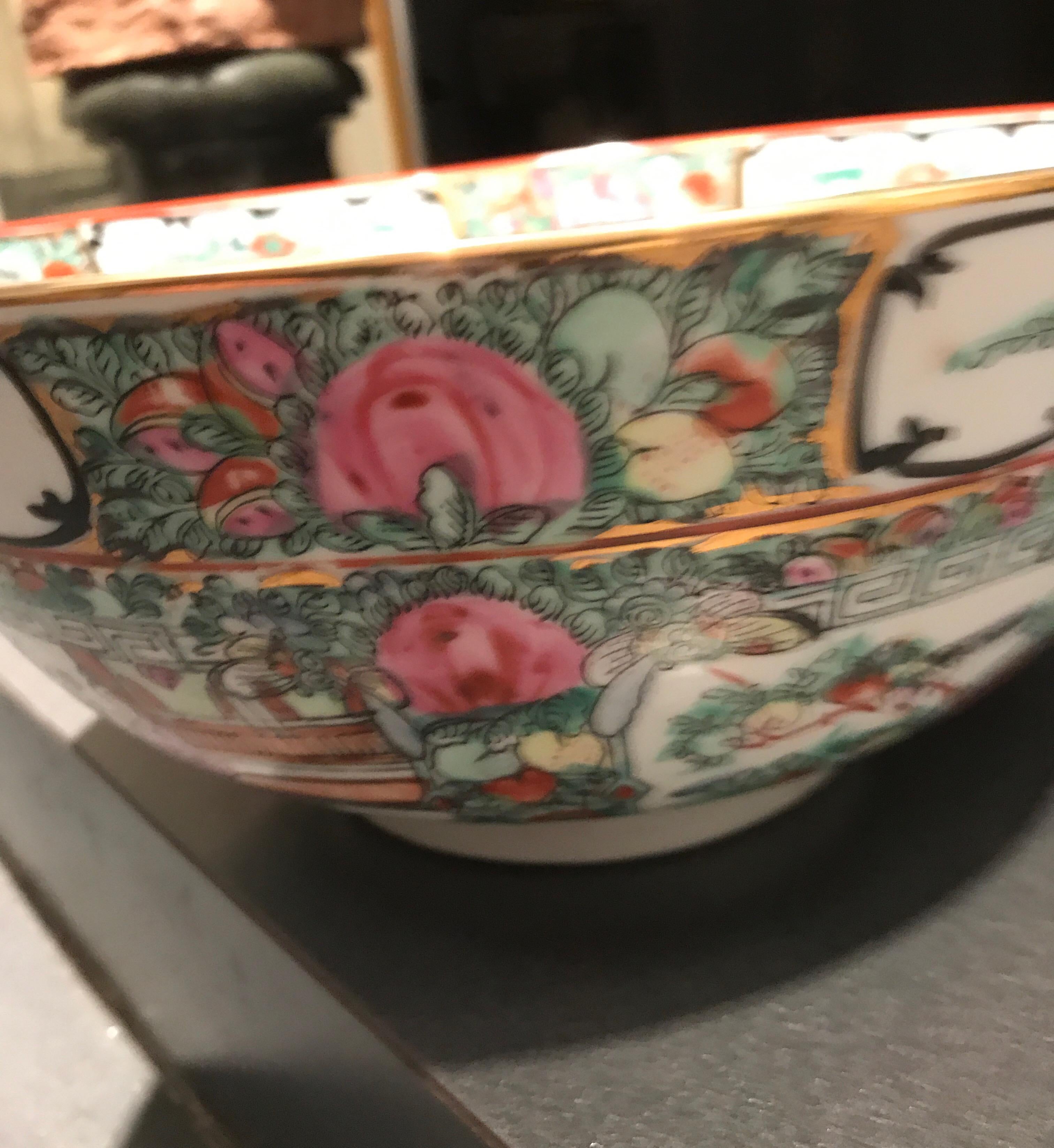 Canton Famille Rose Chinese Export Porcelain Centerpiece Bowl For Sale 13