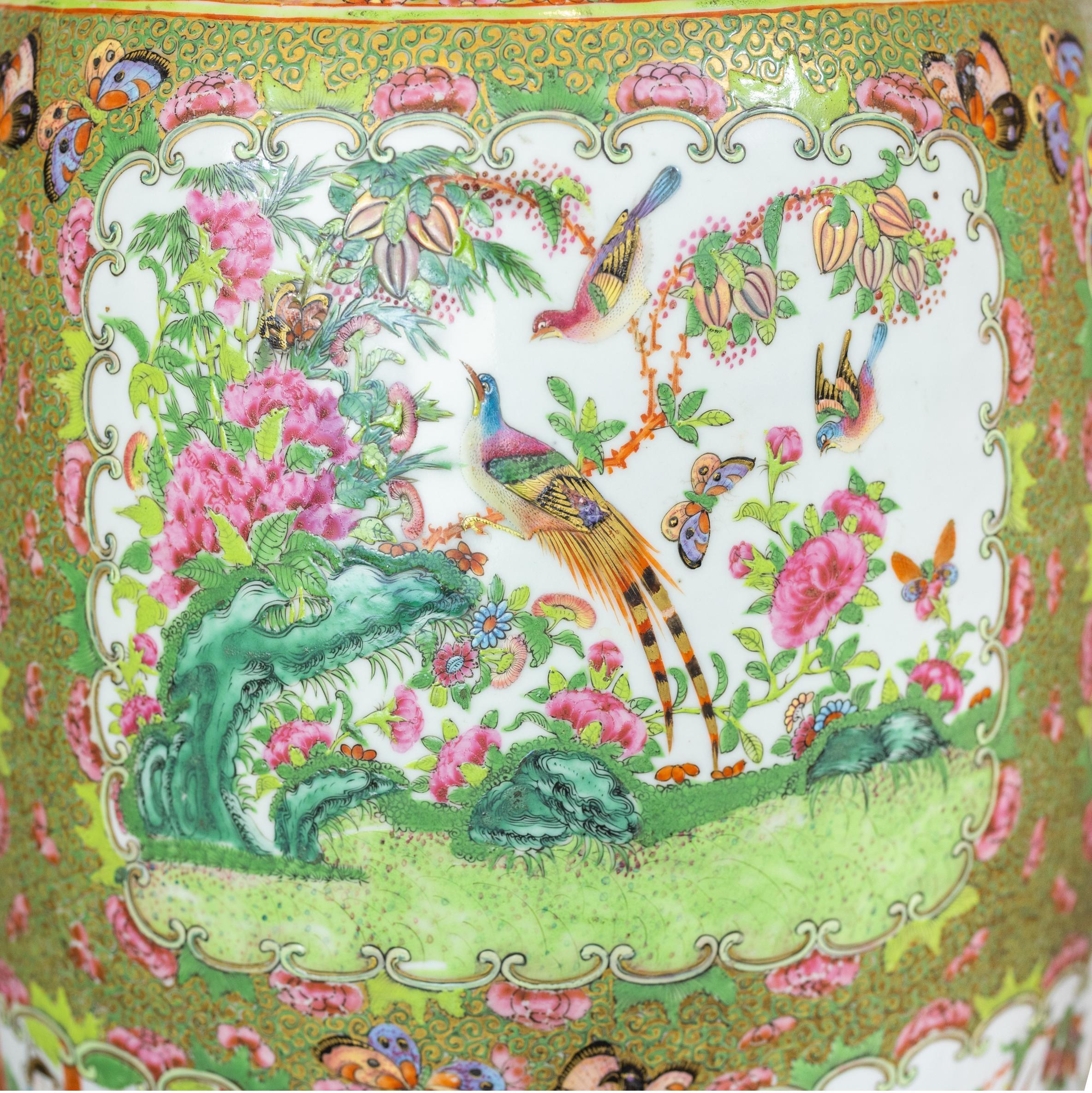 Canton Famille Rose Large Baluster Vase, Qing Dynasty, Ca. 1840 For Sale 2