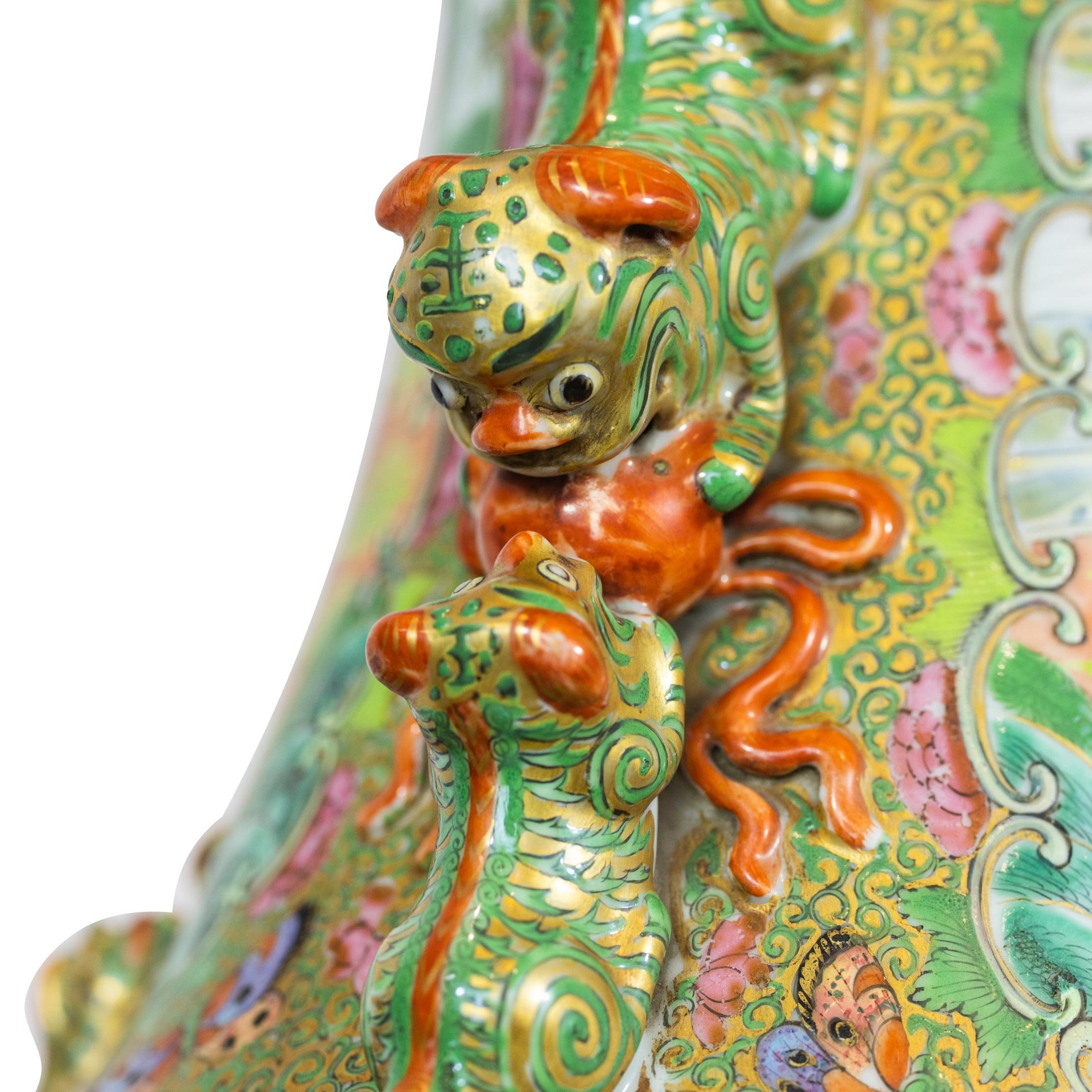 Canton Famille Rose Large Baluster Vase, Qing Dynasty, Ca. 1840 For Sale 1