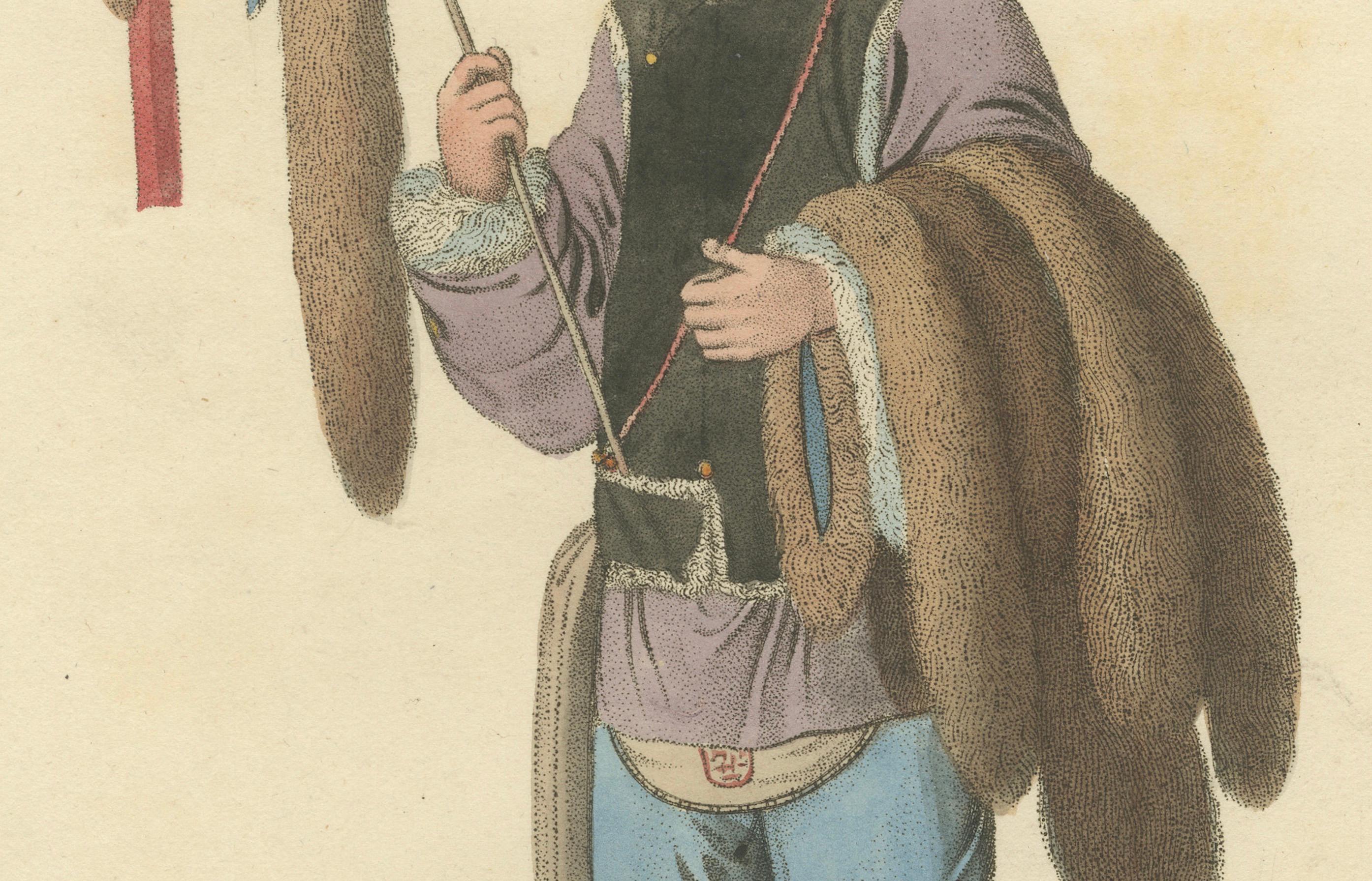 Canton Fur Trader: A Vibrant 1799 Glimpse into China's Commerce In Good Condition For Sale In Langweer, NL