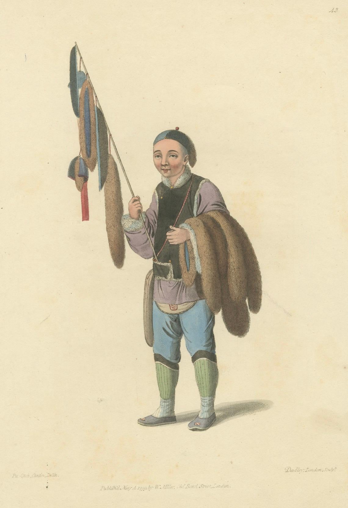 Paper Canton Fur Trader: A Vibrant 1799 Glimpse into China's Commerce For Sale