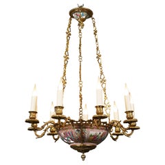 Canton Porcelain and Gilded Bronze Chandelier, China-France, circa 1880