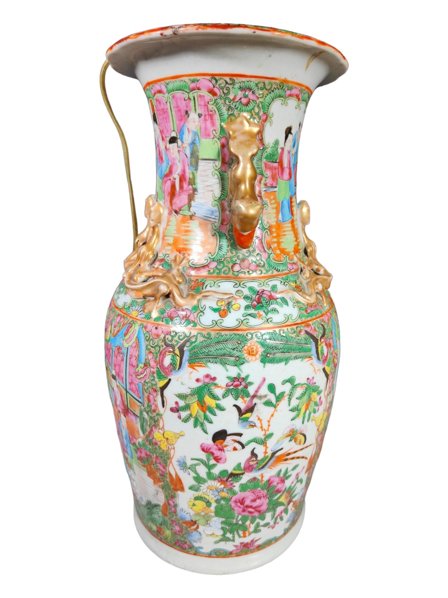 Canton XIX Century Chinese Vase Lamp For Sale 5