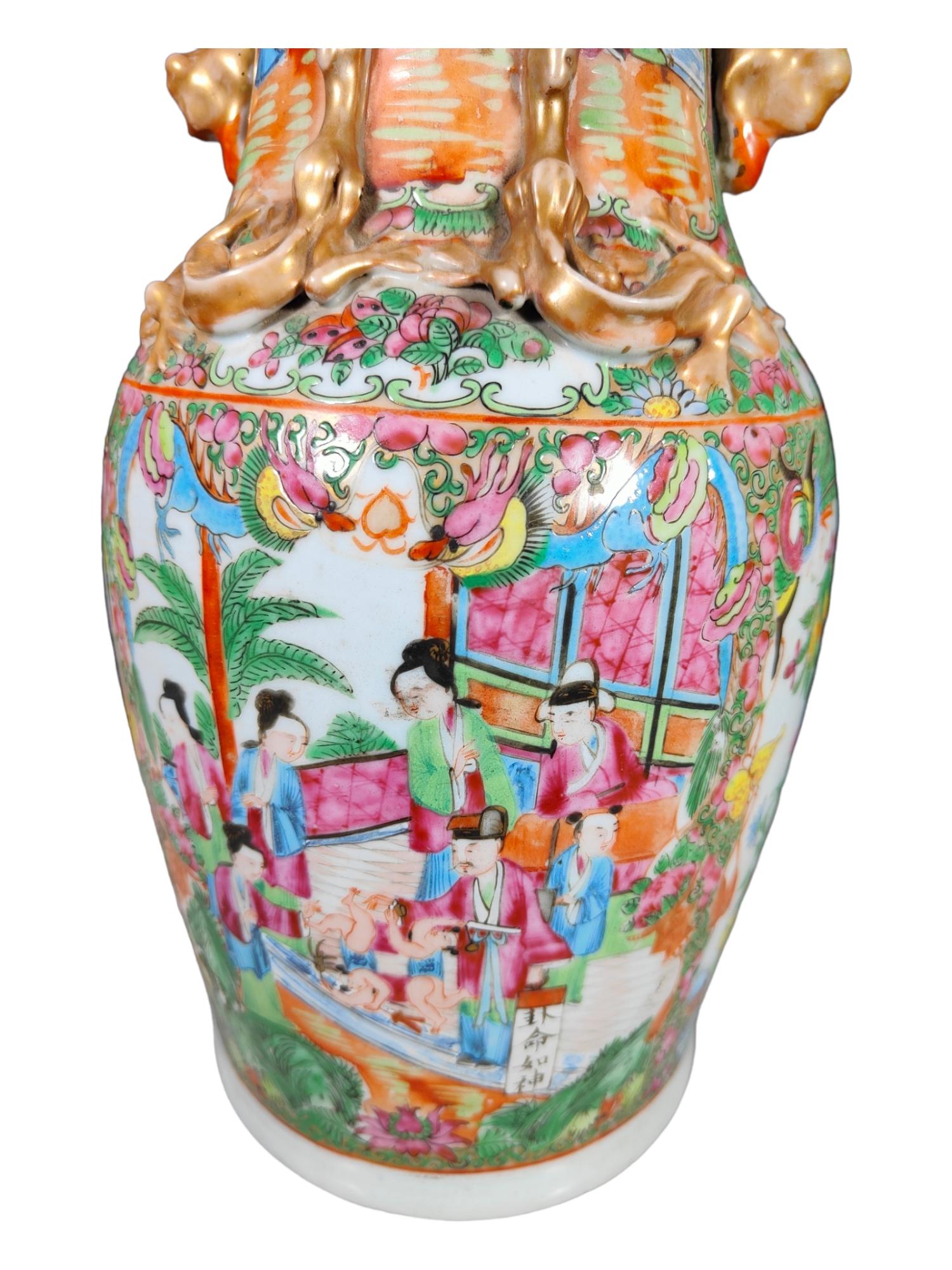 Porcelain Canton XIX Century Chinese Vase Lamp