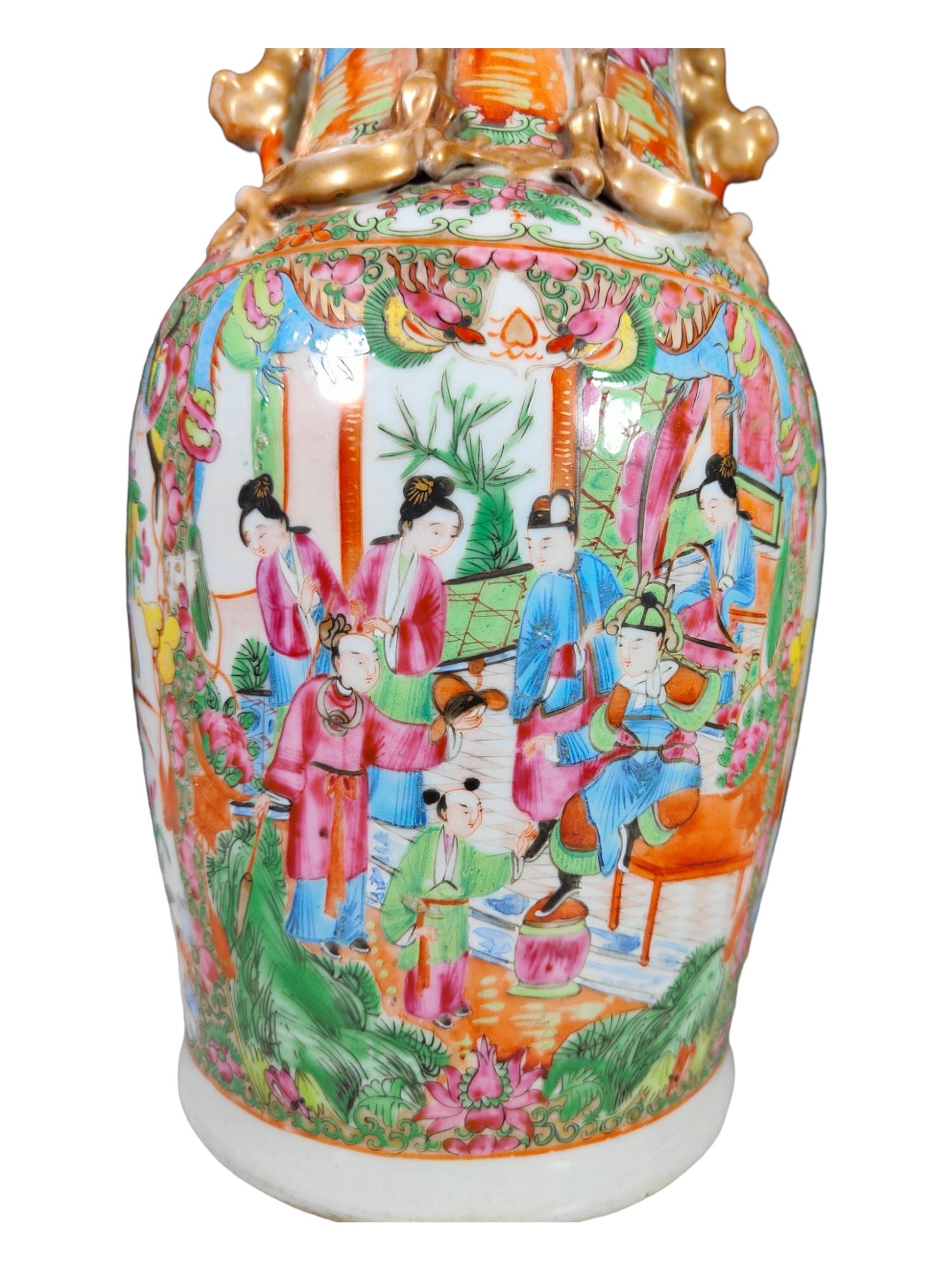 Canton XIX Century Chinese Vase Lamp For Sale 3
