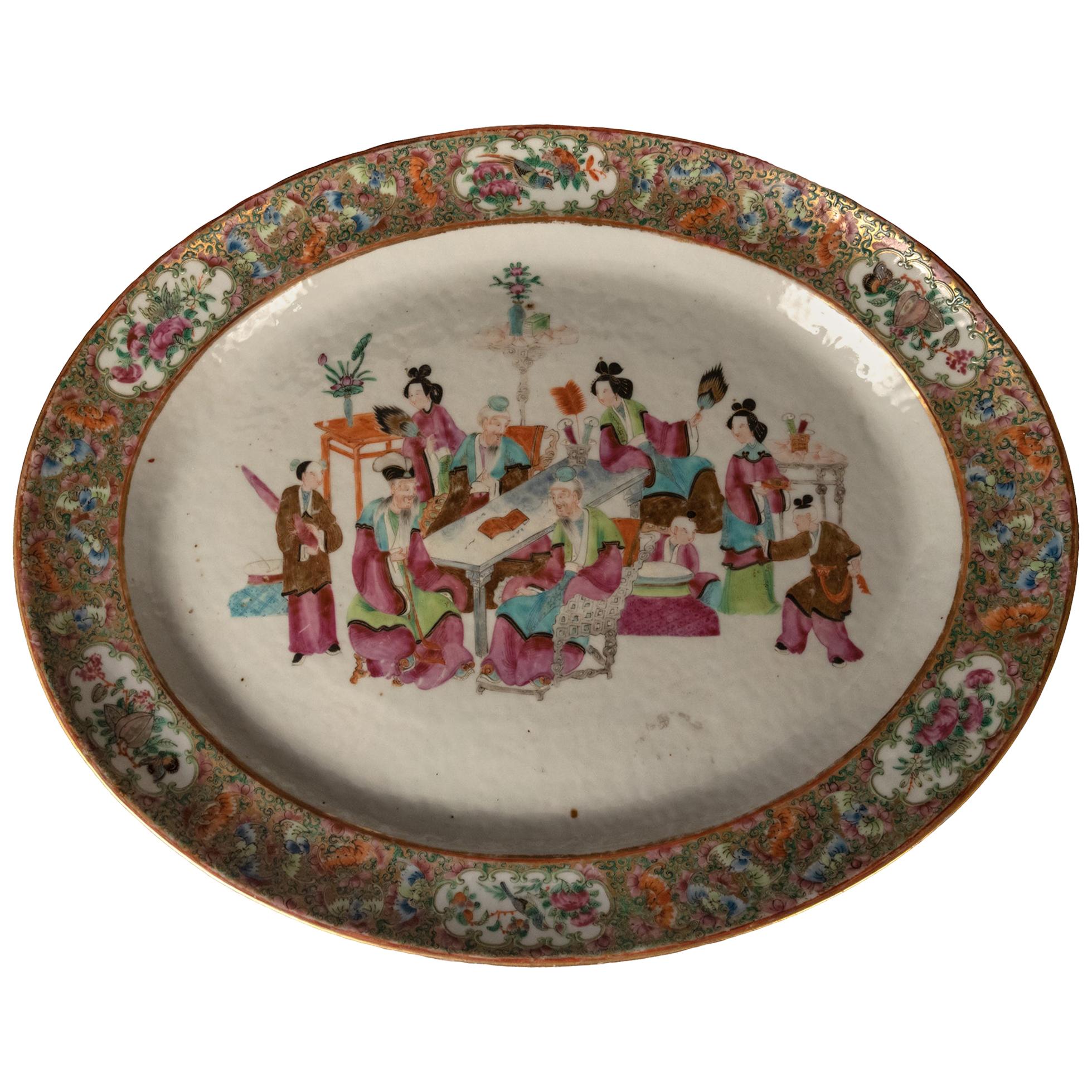 Cantonese Famille Rose Porcelain Charger, circa 1880 For Sale