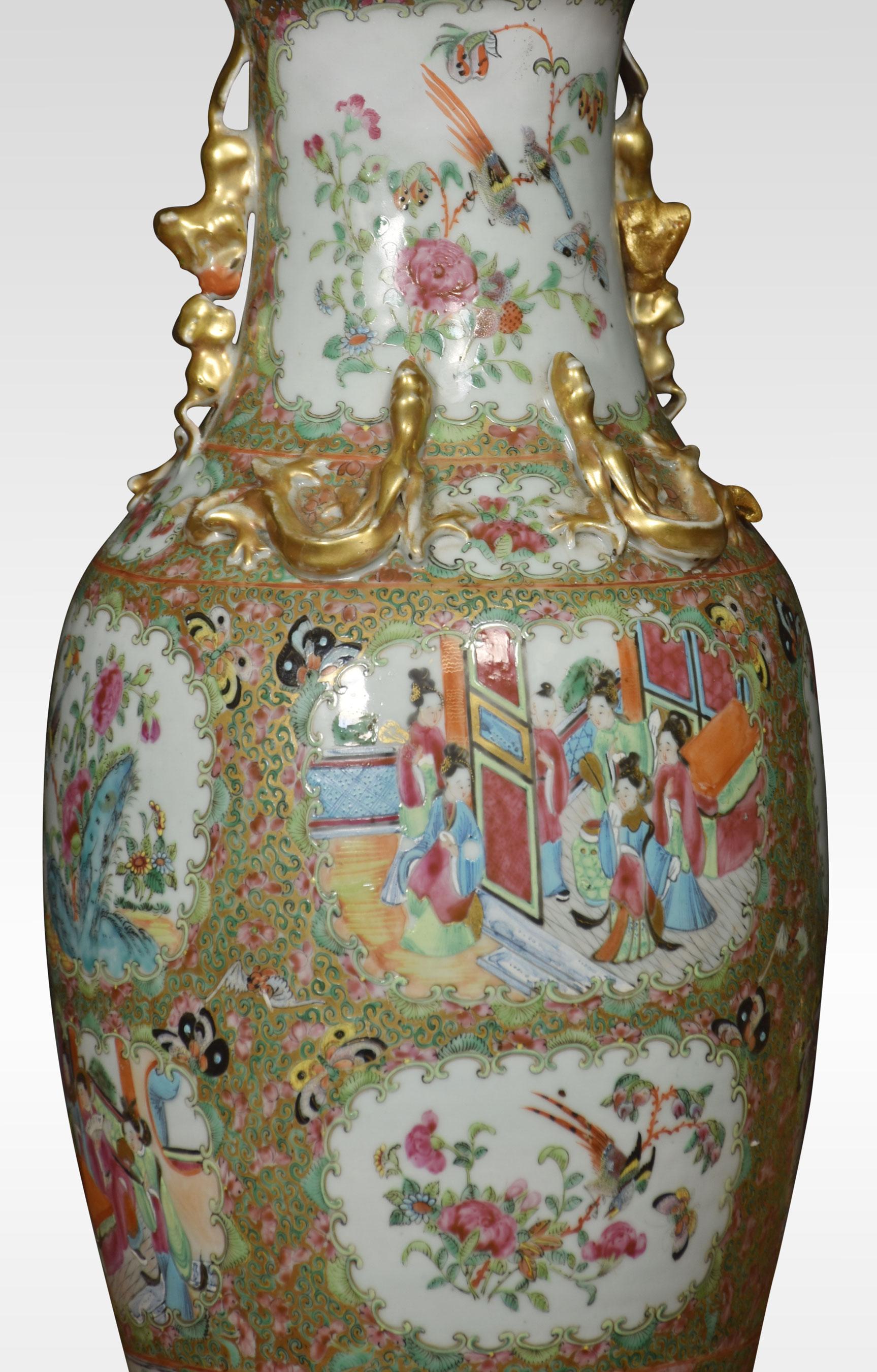 Chinese Cantonese Famille Rose Vases Lamp For Sale