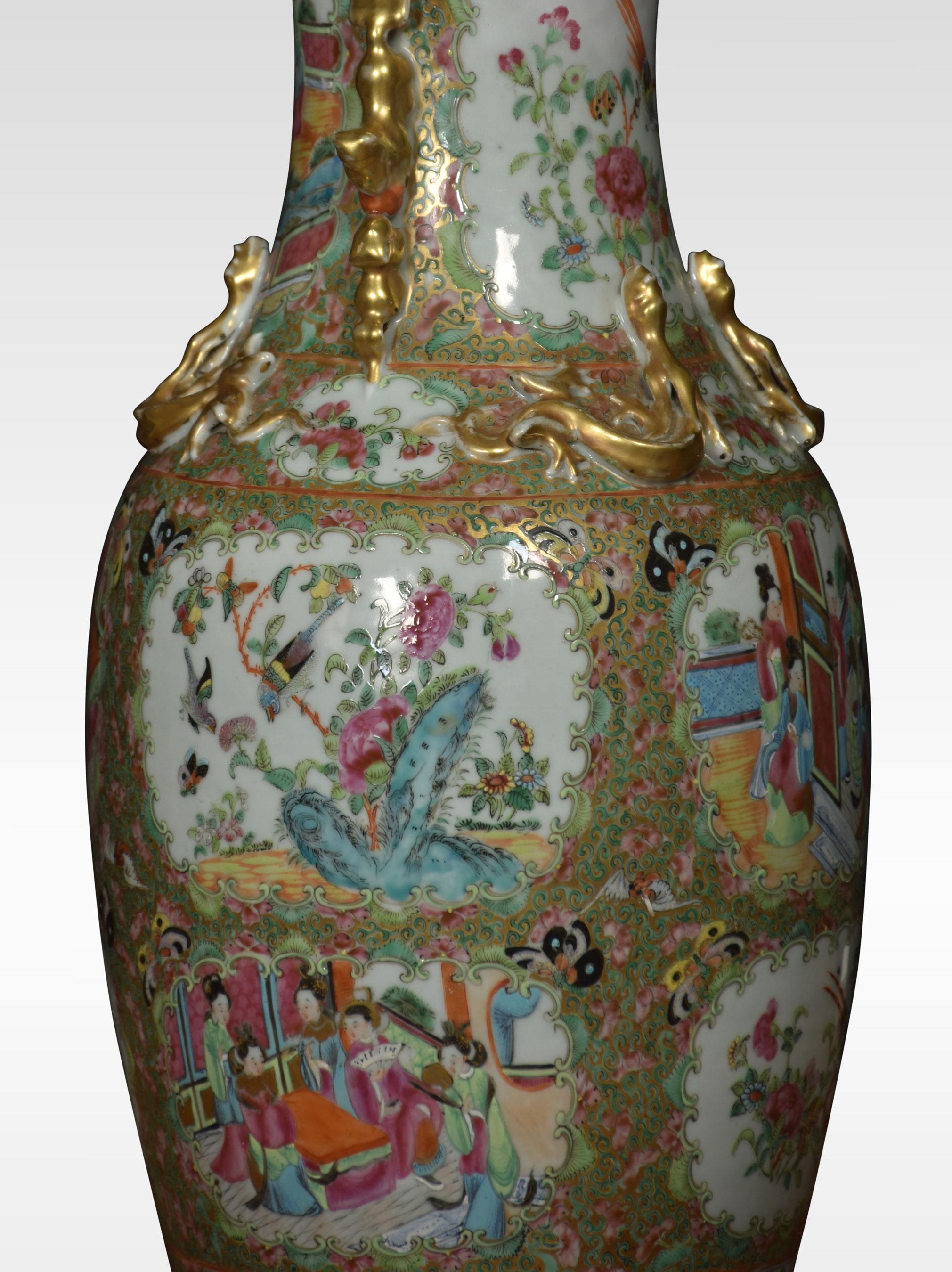 Cantonese Famille Rose Vases Lamp In Good Condition For Sale In Cheshire, GB