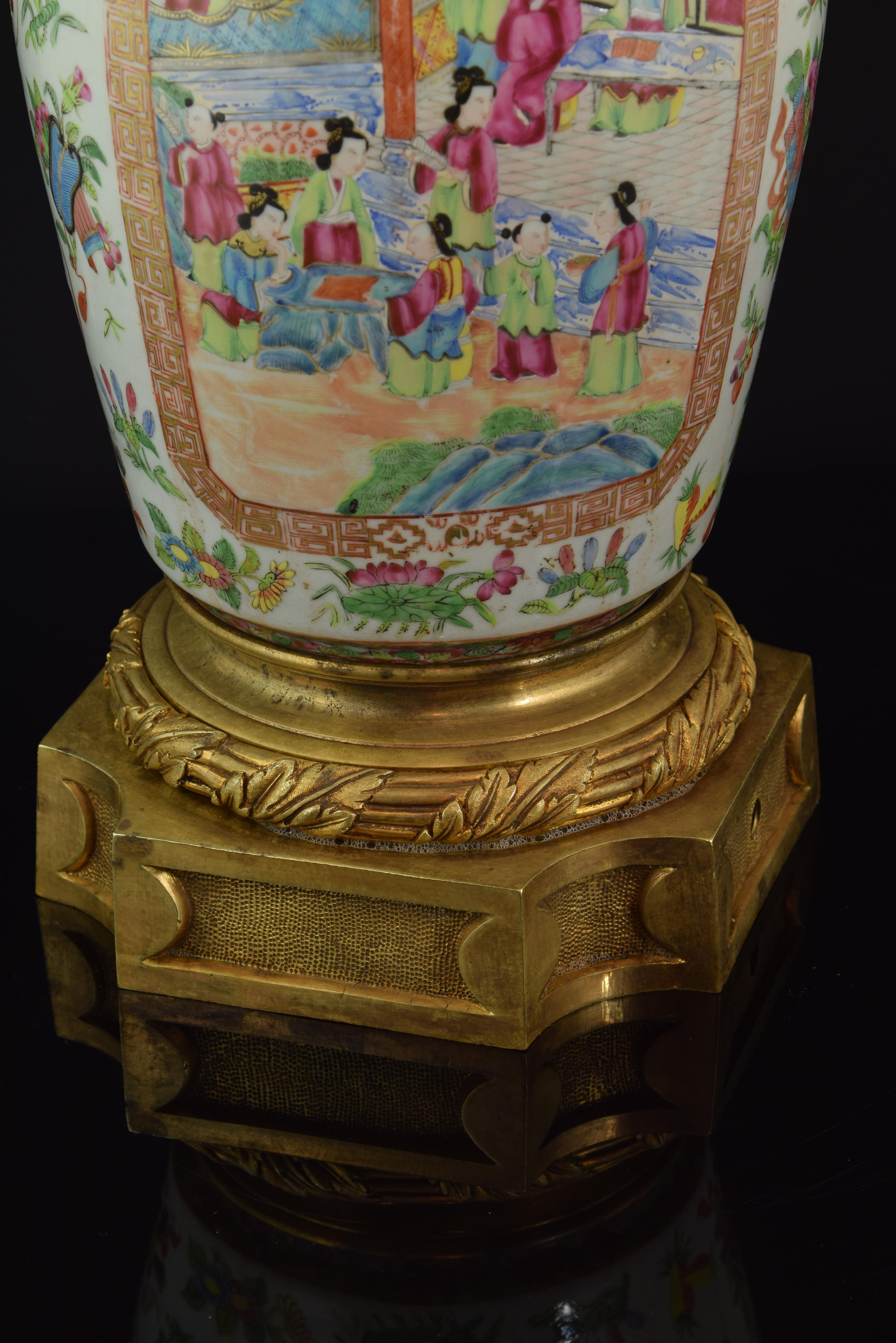 Cantonese Vase, Porcelain, Bronze, China, 19th Century In Good Condition In Madrid, ES