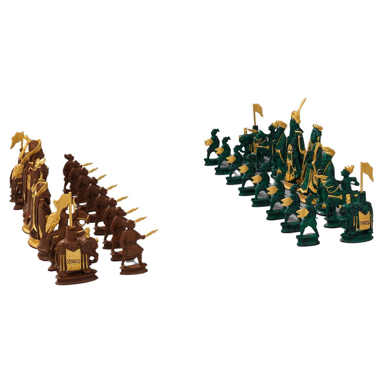 Eaglador - Cantonese Warrior Chess Set, Cast in Bronze with Gilded Detail For Sale