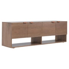 Cantor 67" Media Cabinet with Italian Leather Pulls