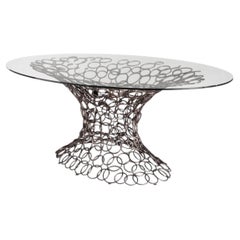 Cantori Mondrian Art Form Oval Dining Table - Iron and Glass top - 220x140 cm