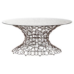 Cantori Mondrian Art Form Round Dining Table in Bronze - Glass 180 cm