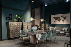 Cantori Teseo Shaped Dining Table with Black Cosmic Marble Top 220 cm 86.6 in