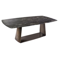 Cantori Teseo Shaped Dining Table with Black Cosmic Marble Top 240 cm 94.5 in