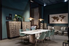 Cantori Teseo Shaped Dining Table with Calacatta Marble Top 220 cm 86.6 in