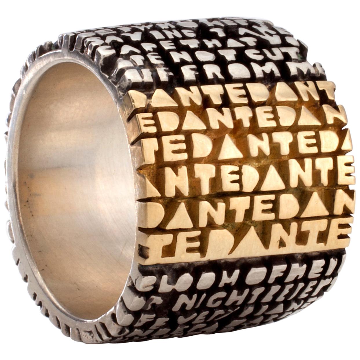 "Cantos" Hell-III Ring, in Sterling Silver with 18-Karat Gold by Anne Fischer For Sale