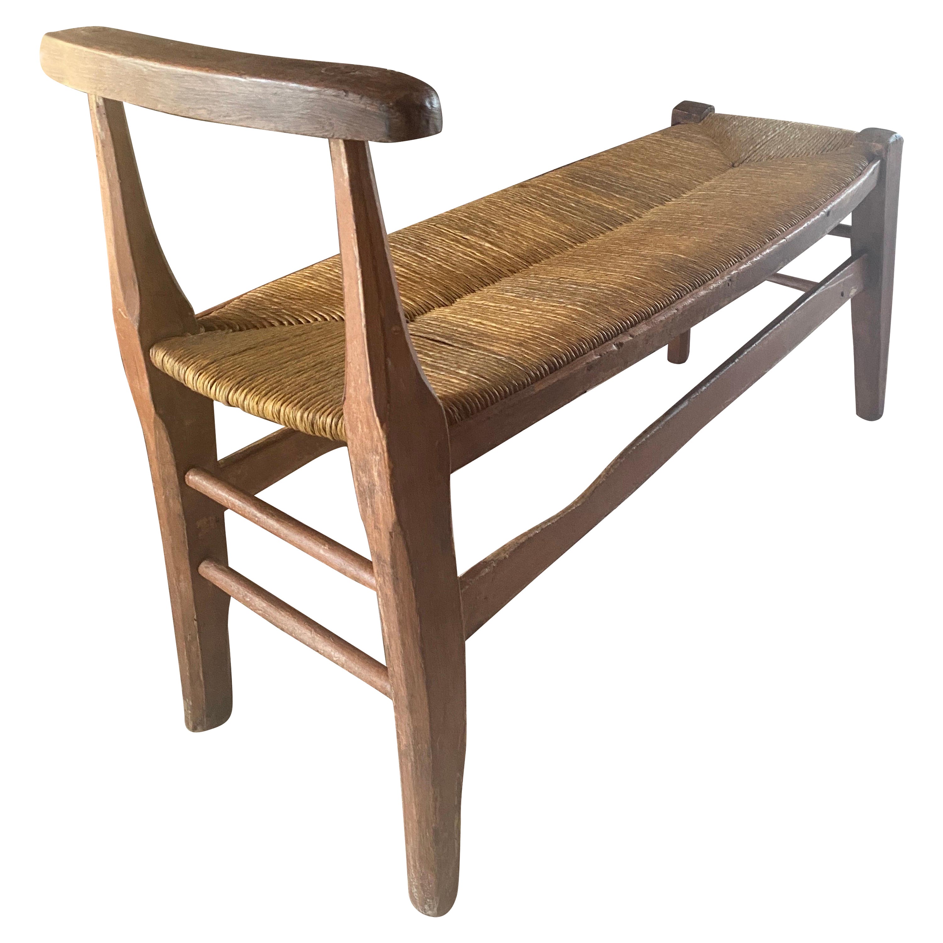 Cantou ( fireplace) bench dating 18th century south France original patina For Sale