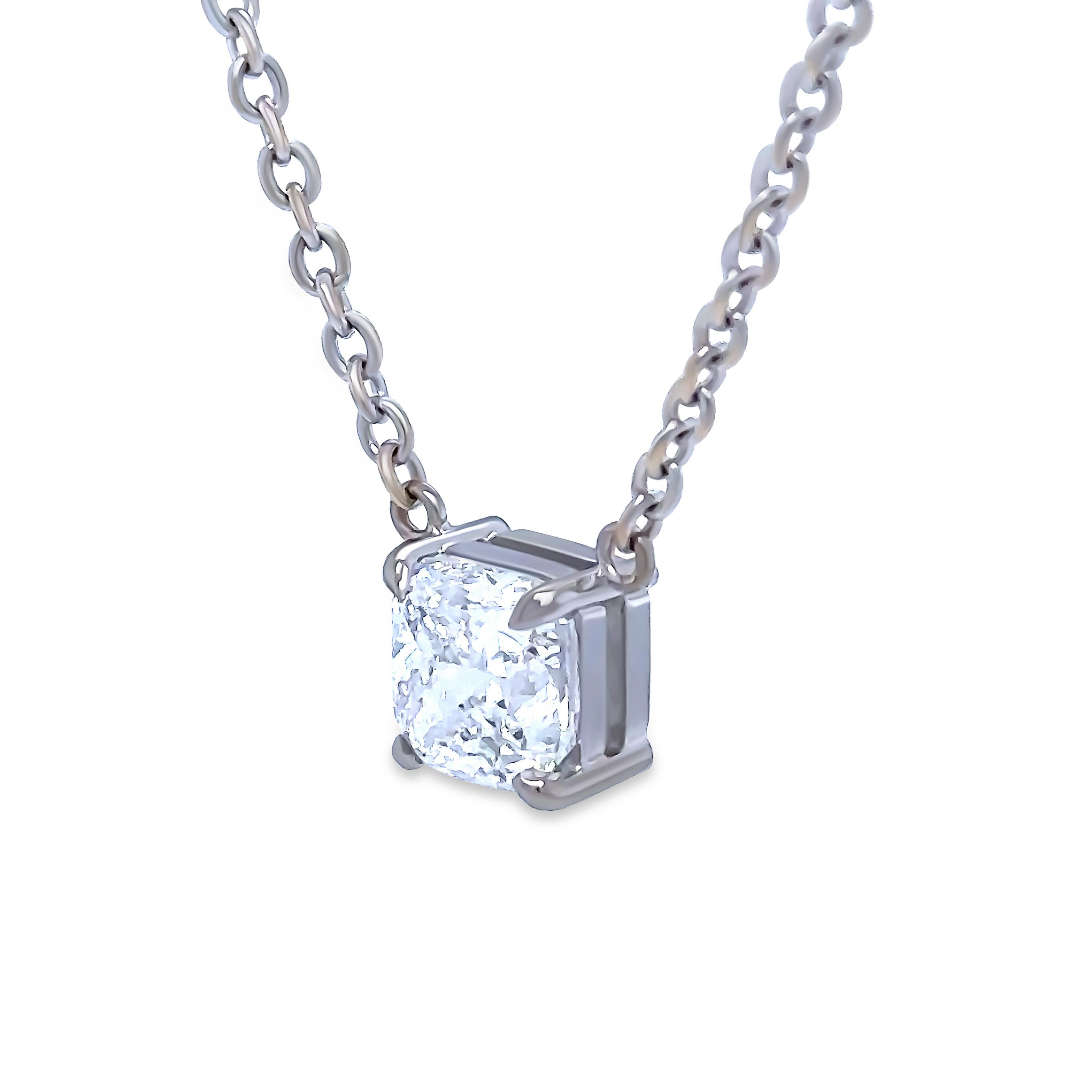 Cushion Cut Canturi 18ct White Gold GIA Diamond Pendant 1.54ct