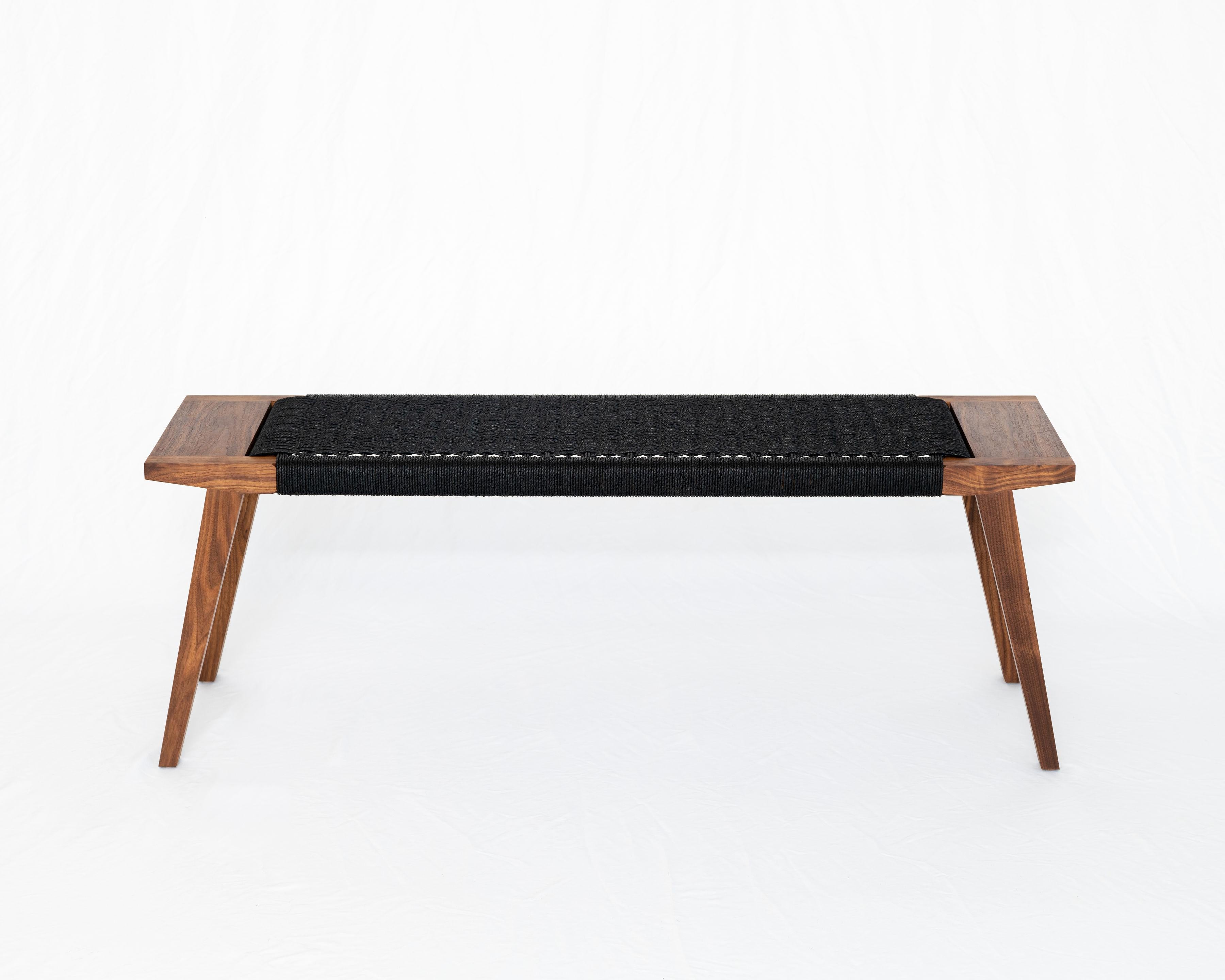 Banc Canva, chêne blanc avec cordon danois tissé à la main, banc d'appoint en vente 2