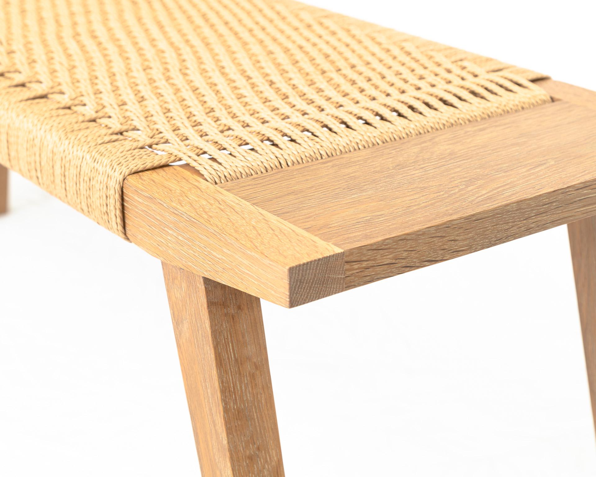 Contemporary Canva Bench, White Oak with Handwoven Danish Cord, Occasional Bench For Sale