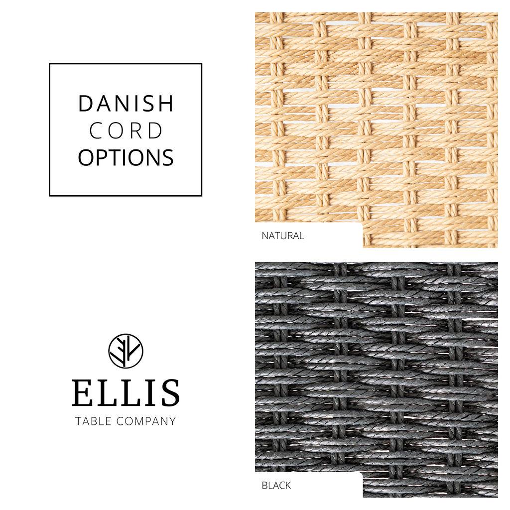 Banc Canva, noyer avec cordon danois naturel tissé à la main, banc d'appoint en vente 6
