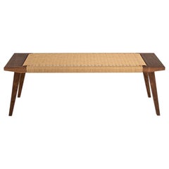 Canva Bench, Walnut with Handwoven Natural Danish Cord, Occasional Bench