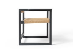Sedia Canva, sedia occasionale in frassino annerito con corda danese intrecciata a mano