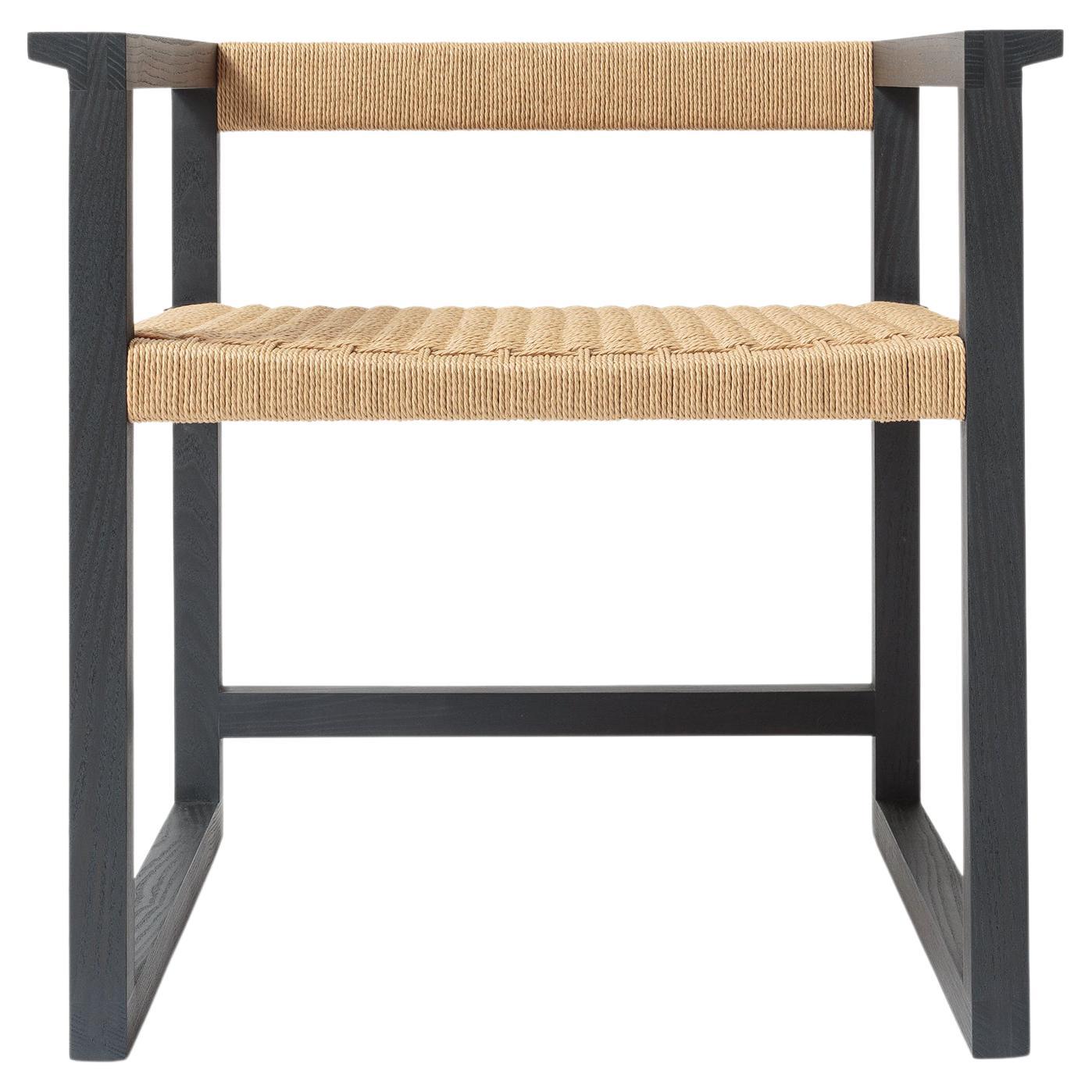 Canva Chair, Occasional Chair in Blackened Ash with Handwoven Danish Cord