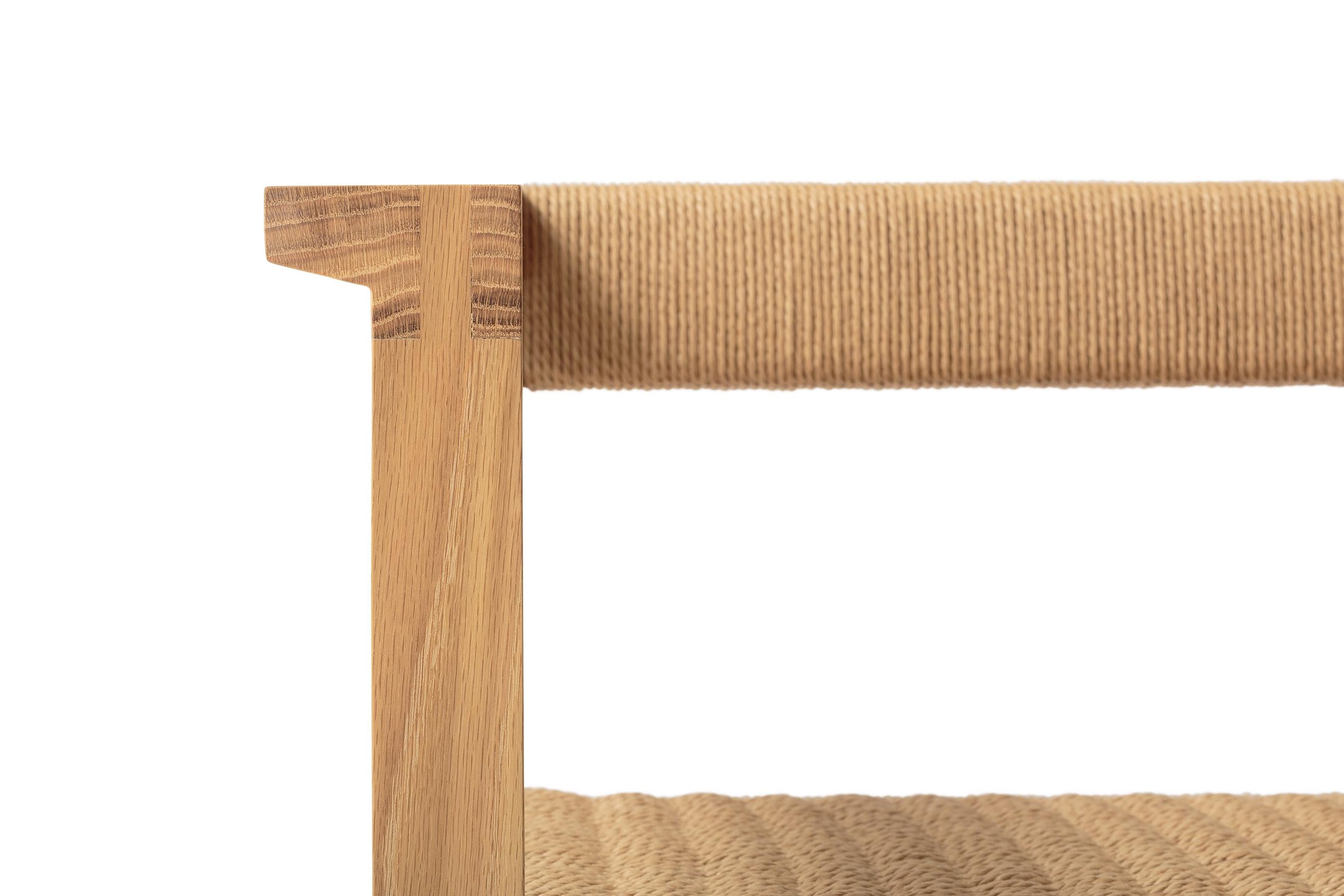 Hand-Crafted Canva Chair, Occasional Chair in White Oak with Handwoven Danish Chord For Sale