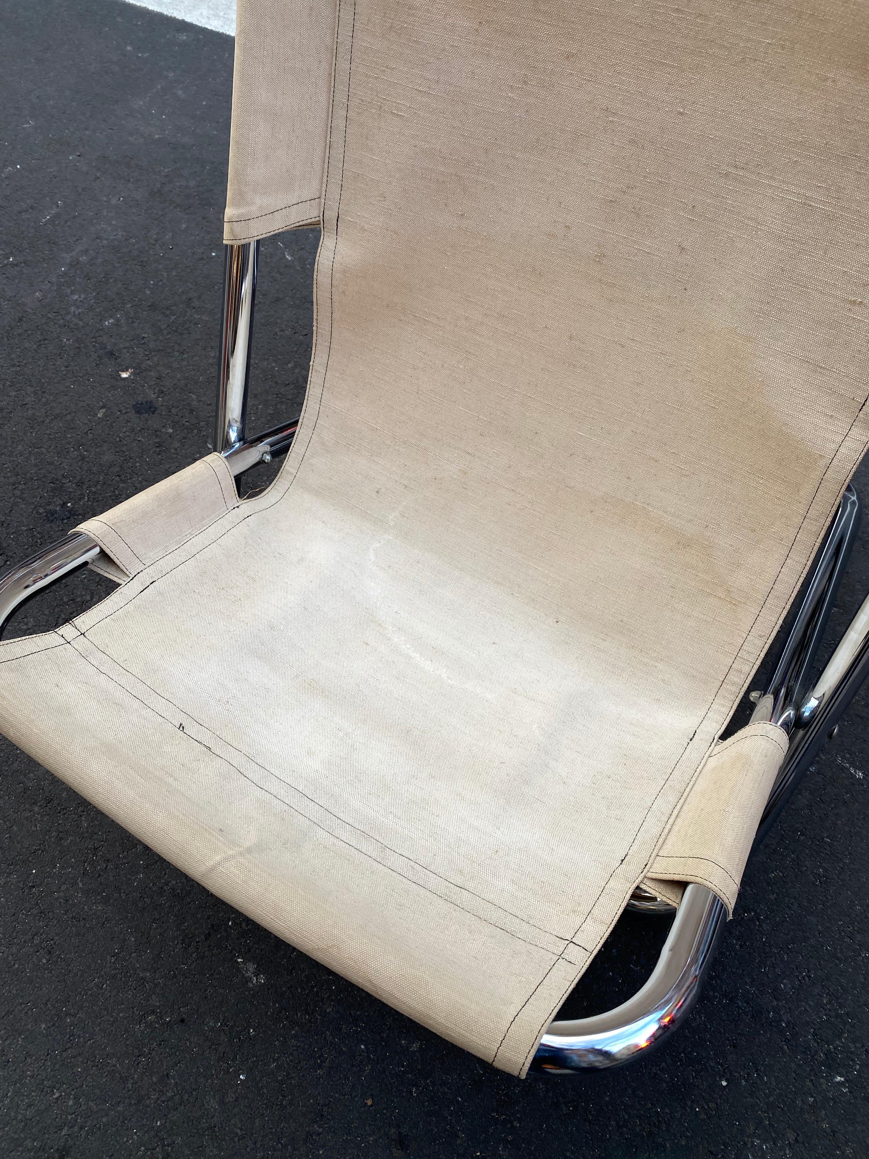 Late 20th Century Canvas and Chrome Folding Lounge Chair