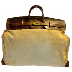 Canvas and Leather Hermes HAC Travel Bag