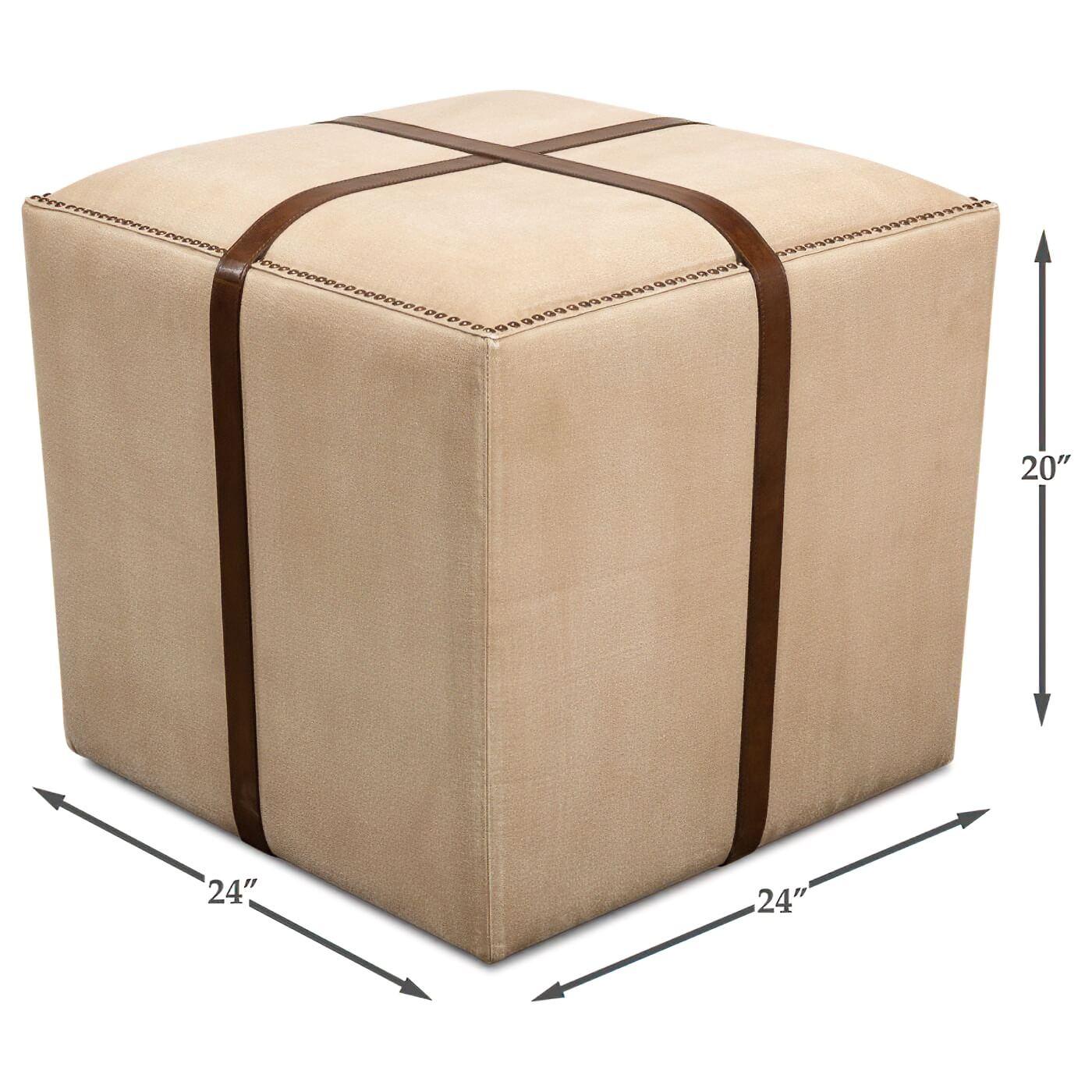 Canvas and Leather Strap Ottoman For Sale 1